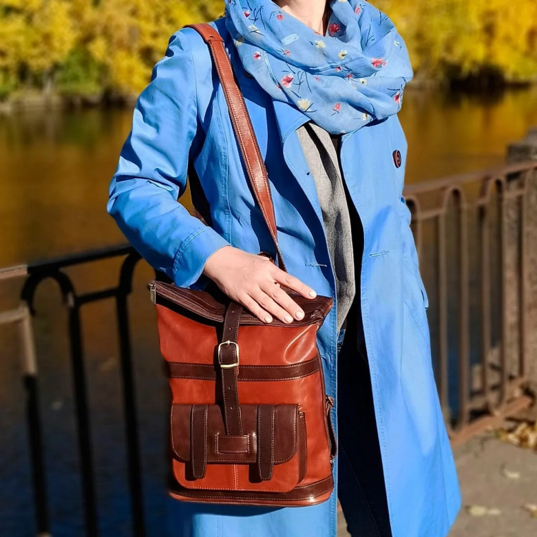 Сумка-рюкзак Natalia Kalinovskaya 54.602 Джойс рыжий/коричневый гладкая