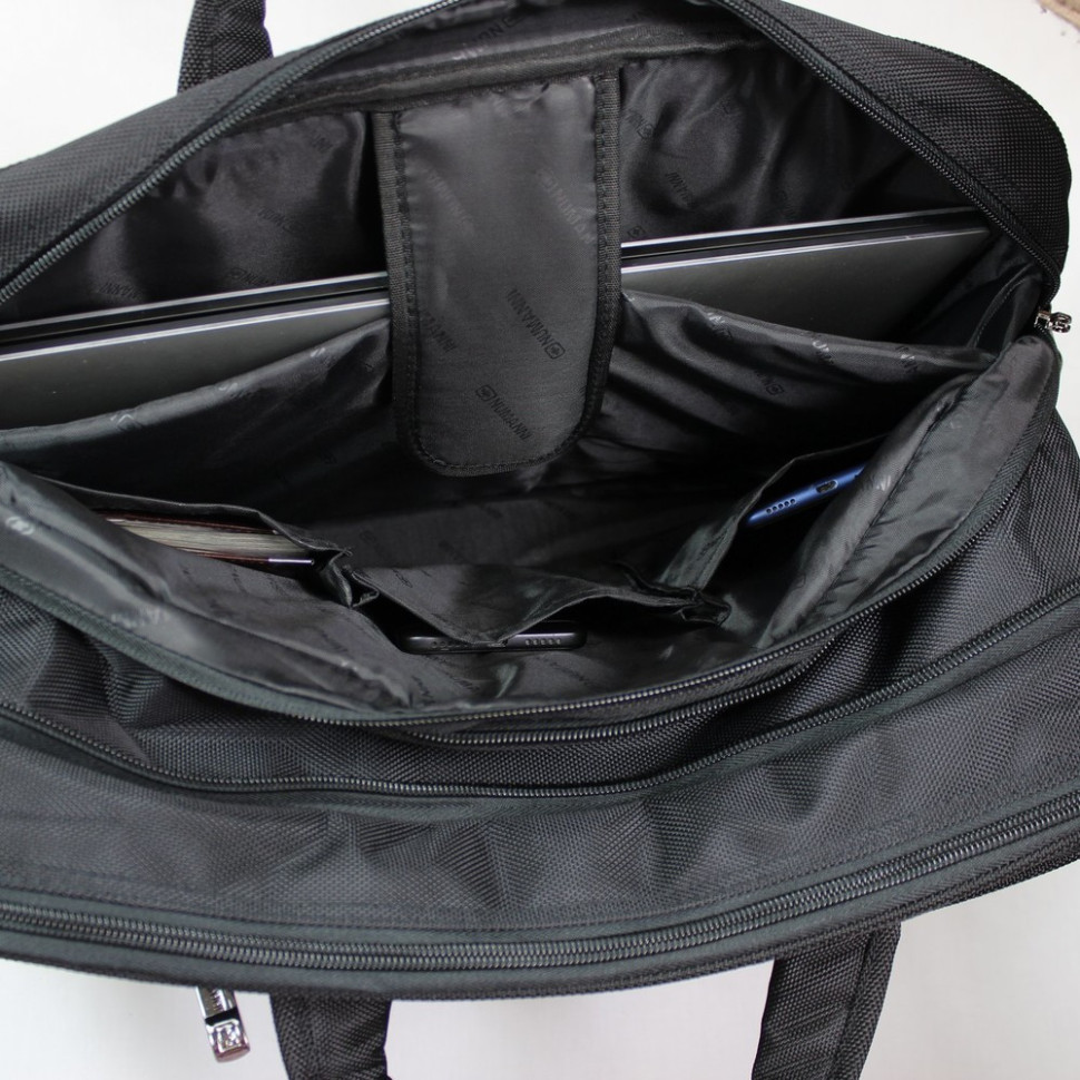 Мужская сумка раздвижная из текстиля Numanni 882 чёрная Мужская сумка раздвижная из текстиля Numanni 882 чёрная