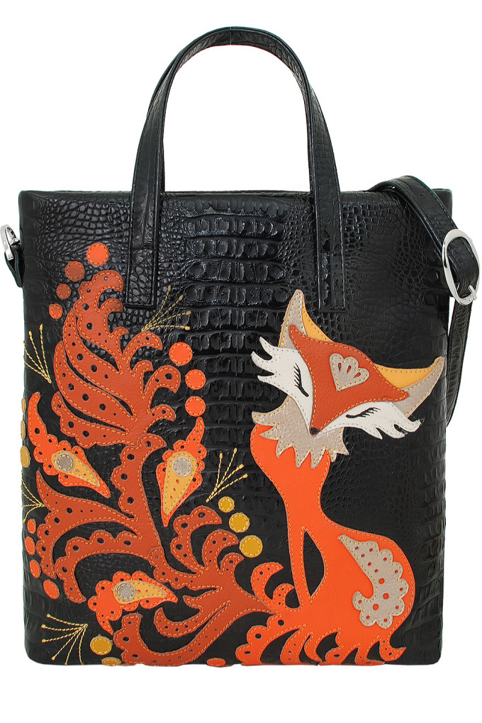 Сумка женская Protege, ДС-220-176 Лиса №2 чёрная рептилия кайман Сумка женская Protege, ДС-220-176 Лиса №2 чёрная рептилия кайман