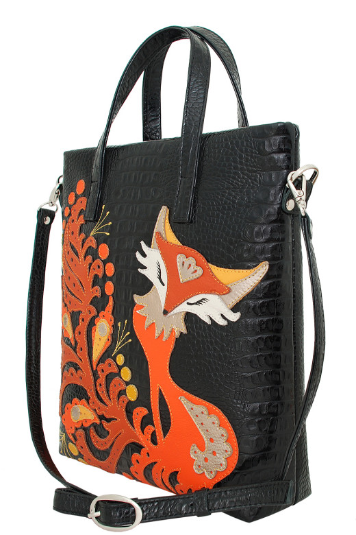 Сумка женская Protege, ДС-220-176 Лиса №2 чёрная рептилия кайман