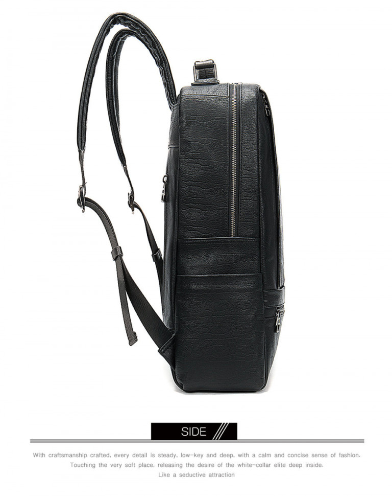Большой мужской рюкзак из натуральной кожи 8723 чёрный Большой мужской рюкзак из натуральной кожи 8723 чёрный