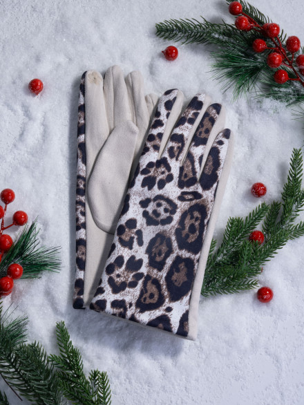 Перчатки женские Victory Леопард св.бежевые Перчатки женские Victory Леопард св.бежевые