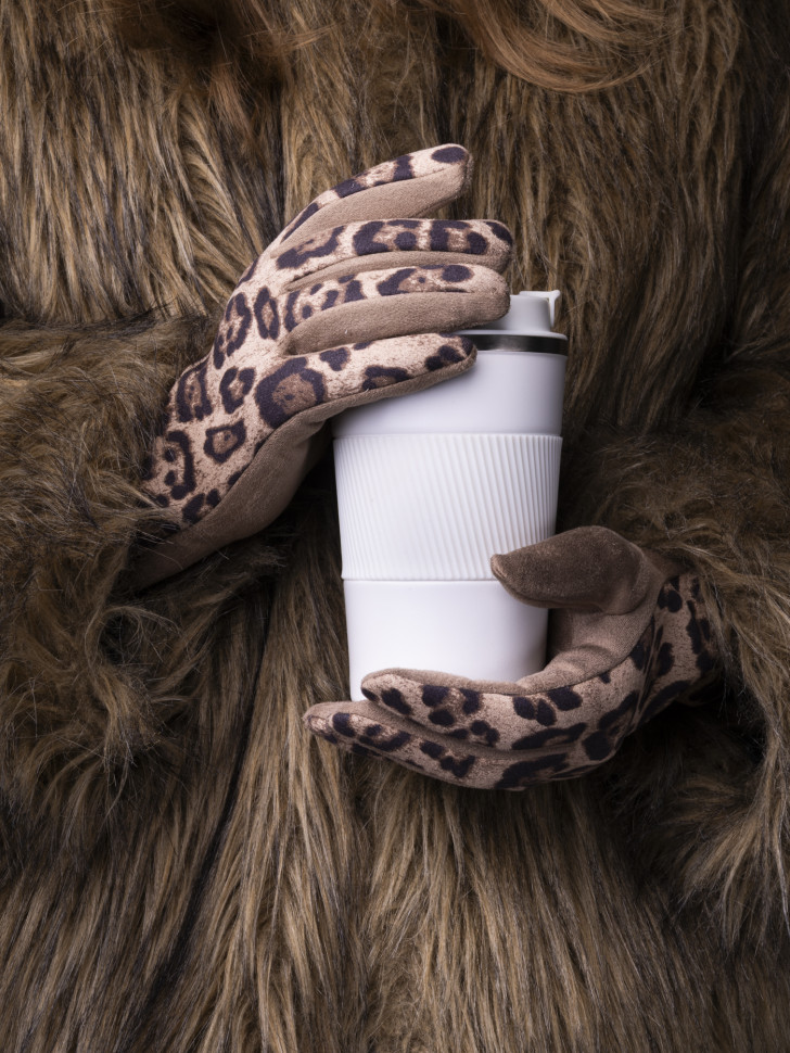 Перчатки женские Victory Леопард бежевые