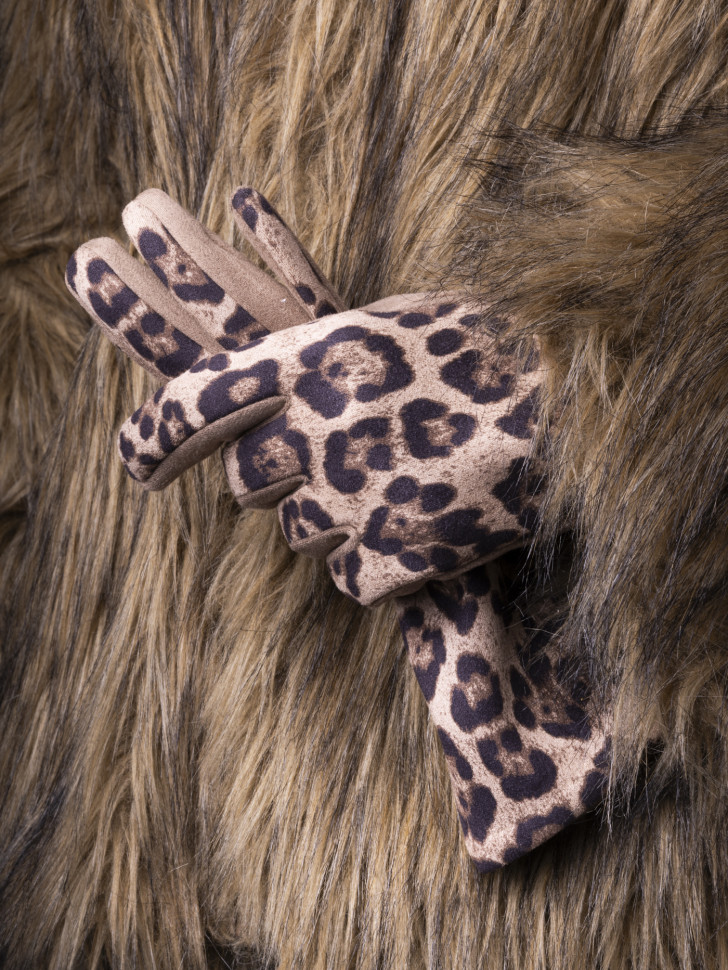 Перчатки женские Victory Леопард бежевые