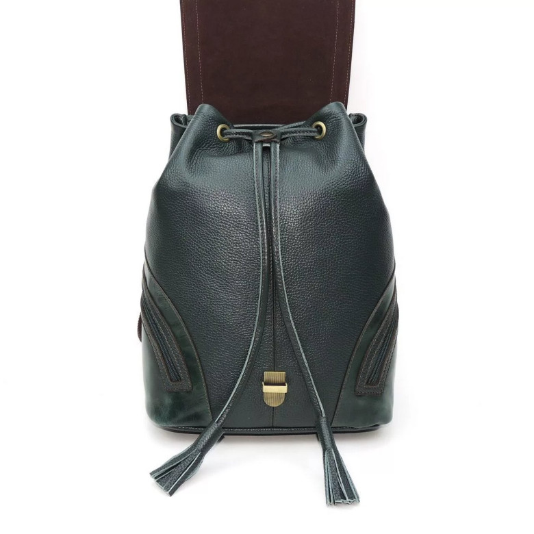 Рюкзак кожаный зелёный Natalia Kalinovskaya «Жанна»