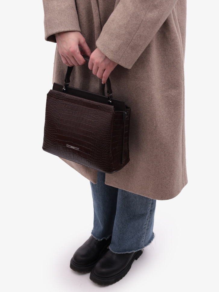 Сумка женская Karya 2427 тёмно-коричневый крокодил Сумка женская Karya 2427 тёмно-коричневый крокодил