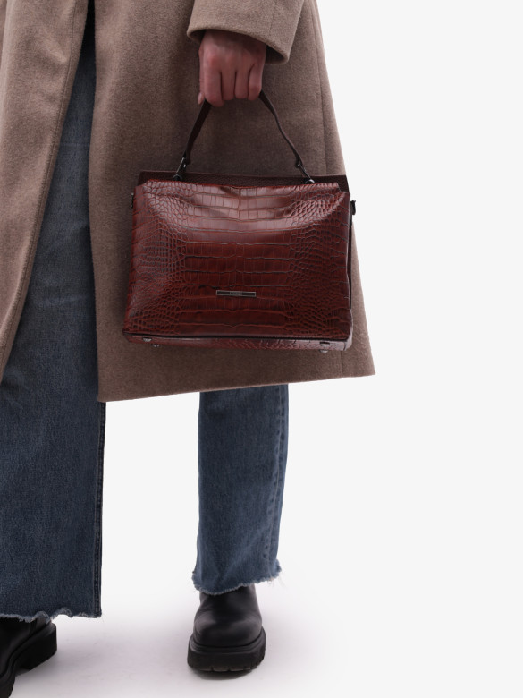 Сумка женская Karya 2427 коричневый крокодил