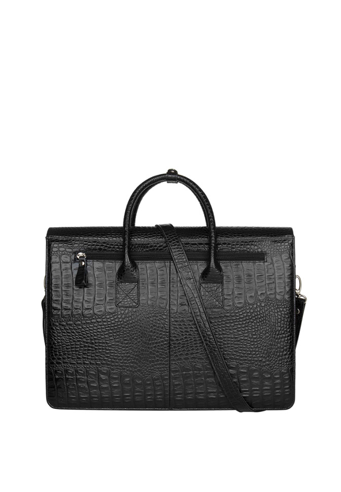 Сумка Esse 78626 ДАРСИ DARK кожа кайман черная