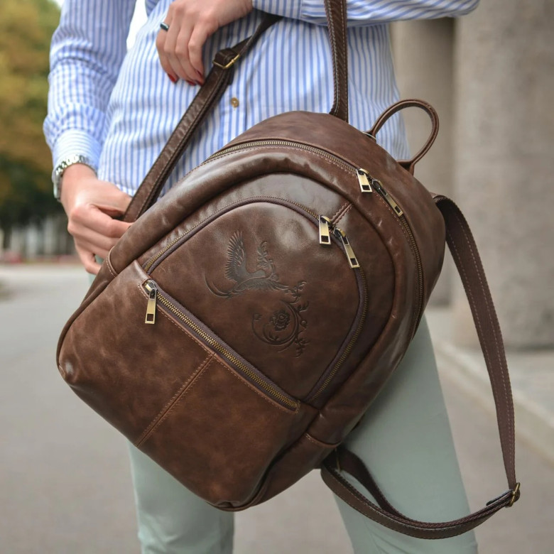 Рюкзак женский Natalia Kalinovskaya, «Эша» коричневый гладкий