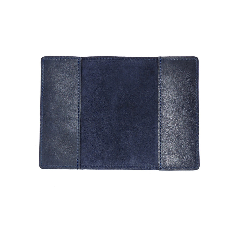 Обложка для паспорта кожаная Синий, Тигр