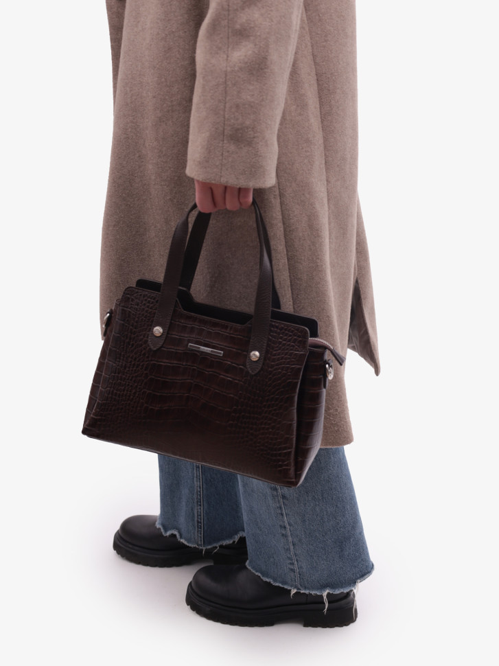 Сумка женская Karya 2390 тёмно-коричневый крокодил