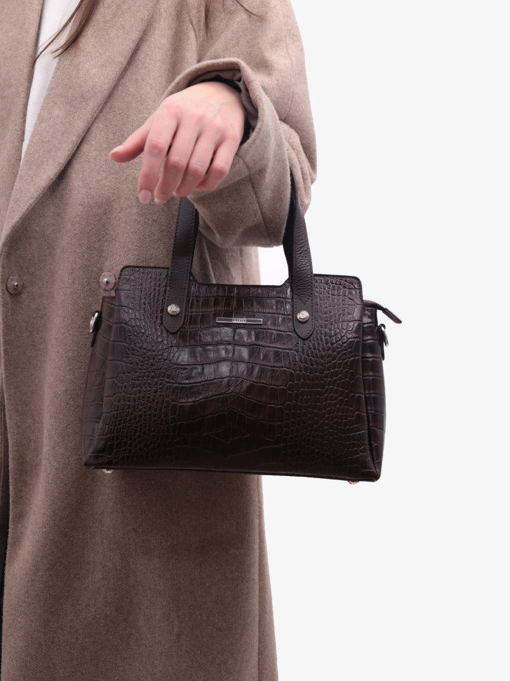 Сумка женская Karya 2390 тёмно-коричневый крокодил