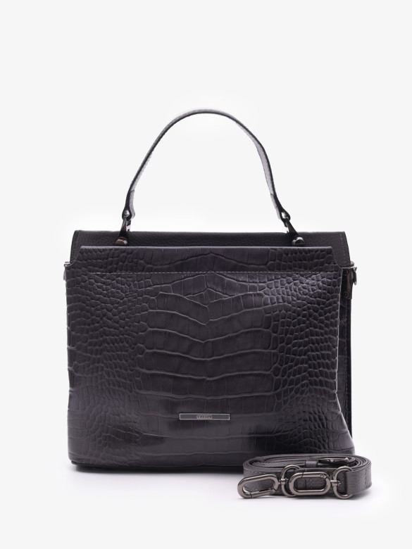 Сумка женская Karya 2427 тёмно-серый крокодил