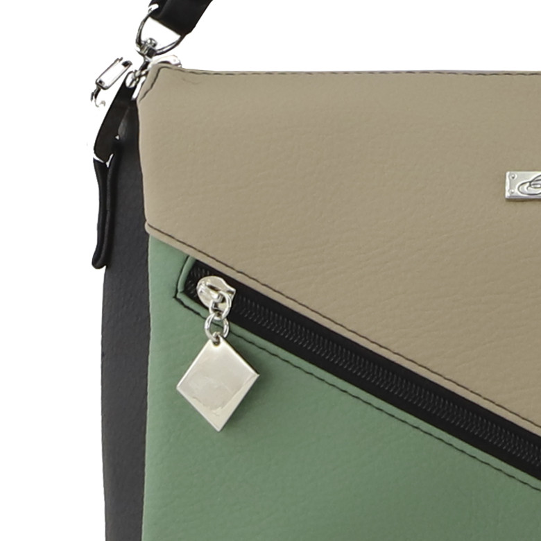 Сумка Оливи, 1141 черная/темно-бежевая/зеленая