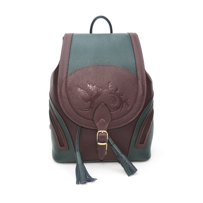 Рюкзак женский Natalia Kalinovskaya, "Дженис" зеленый/бордо