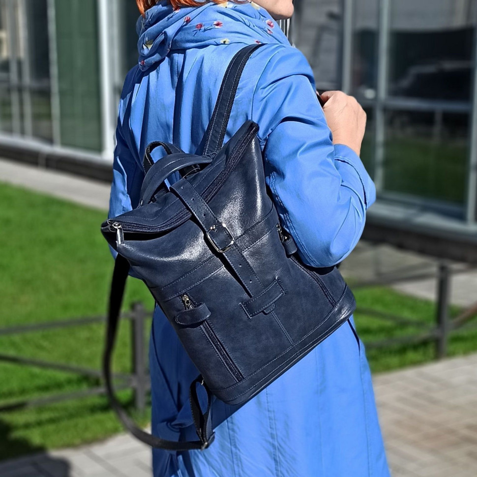 Кожаная сумка-рюкзак Natalia Kalinovskaya "Альто" синяя Кожаная сумка-рюкзак Natalia Kalinovskaya "Альто" синяя