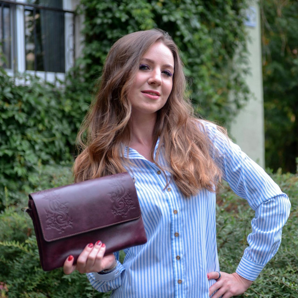 Женская бордовая кожаная сумка Natalia Kalinovskaya «Альда»